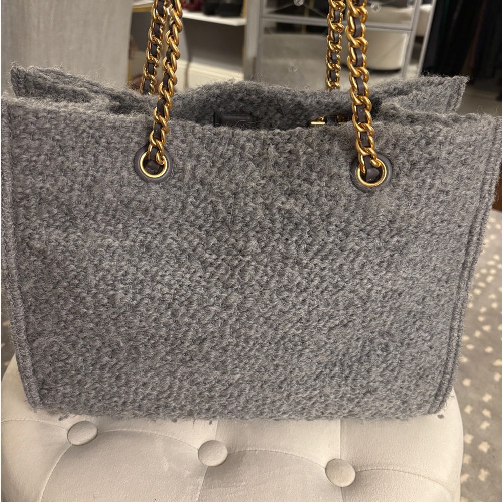 Tory Burch Ella Gray Boucle Tote Bag - Picture 2 of 10